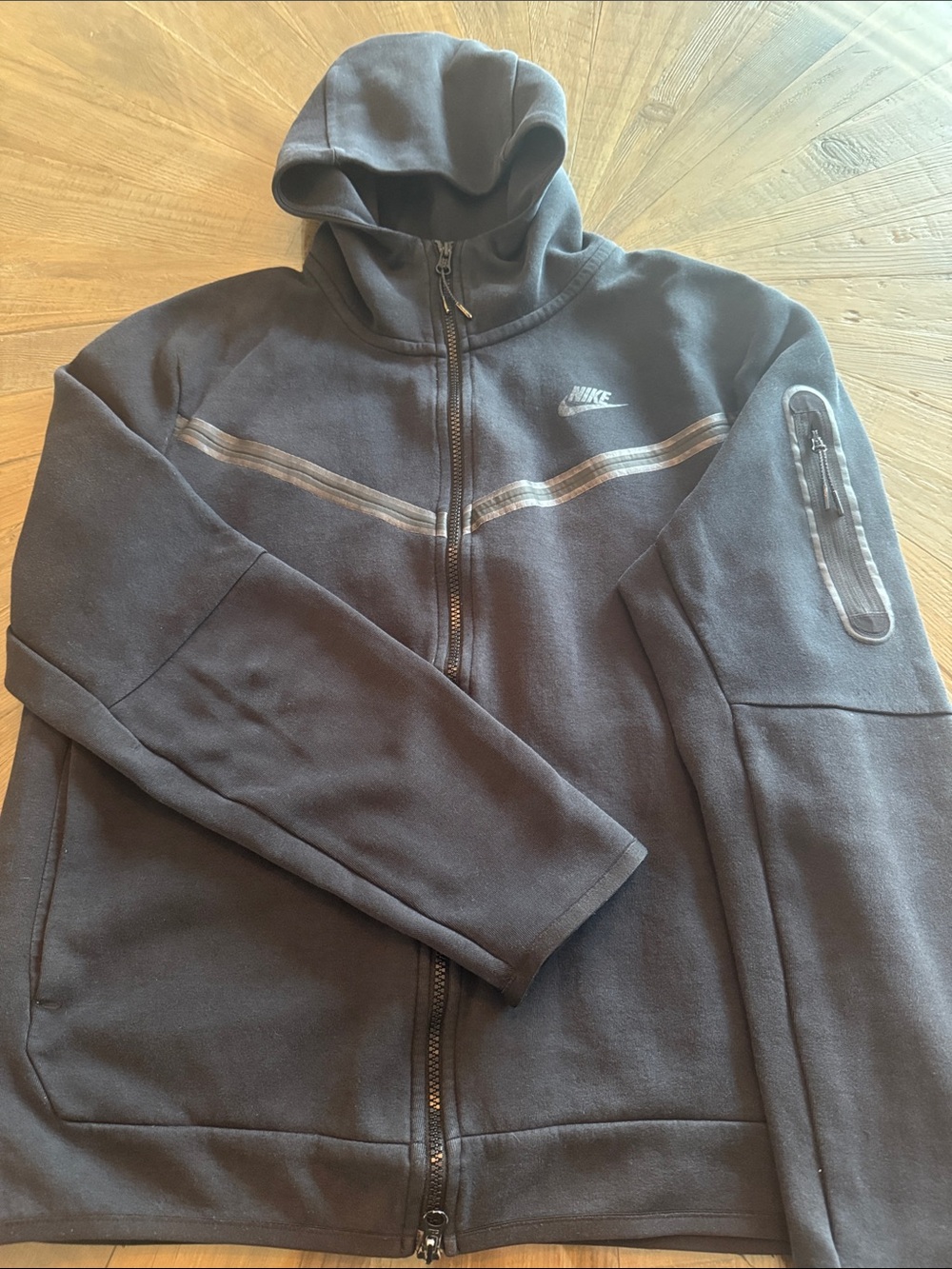 Nike Black Hooded Full-Zip Tech Jacket with Reflective Stripe